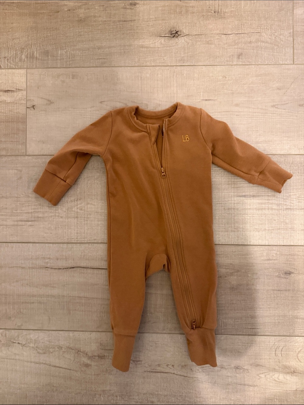Little Bipsy Brown Zippered One-Piece Footie